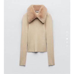 Faux fur collar Zara half zip